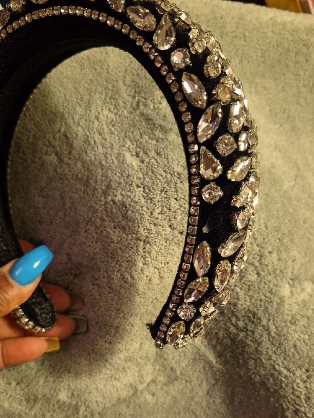 Crystal Embellished Black Headband
